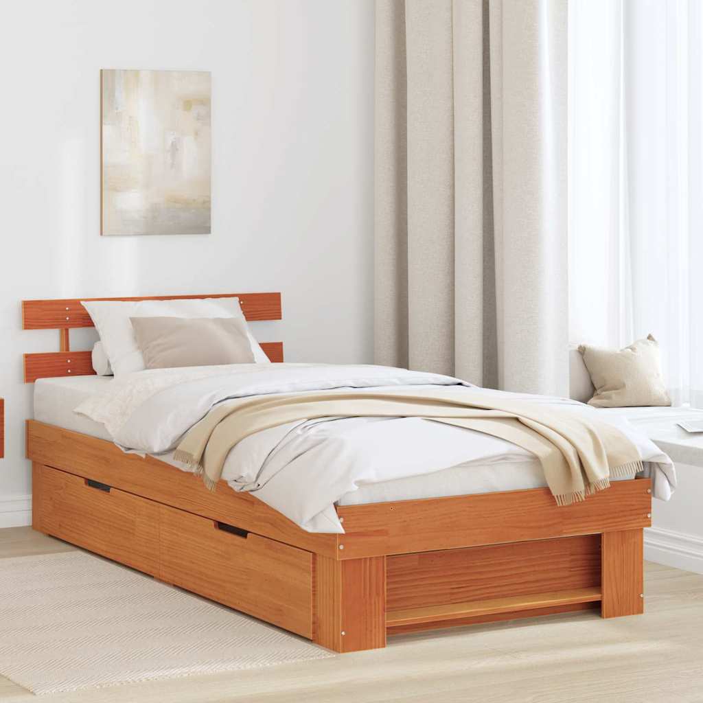 Rám Postele Voskově Hnědá 100 X 200 Cm Masivní Borové Dřevo