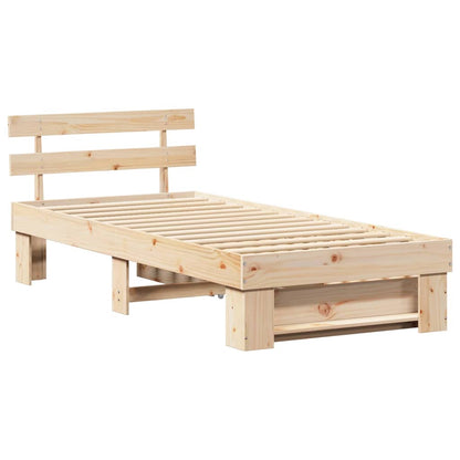 Rám Postele S Čelo Přírodní 80 X 200 Cm Masivní Borové Dřevo