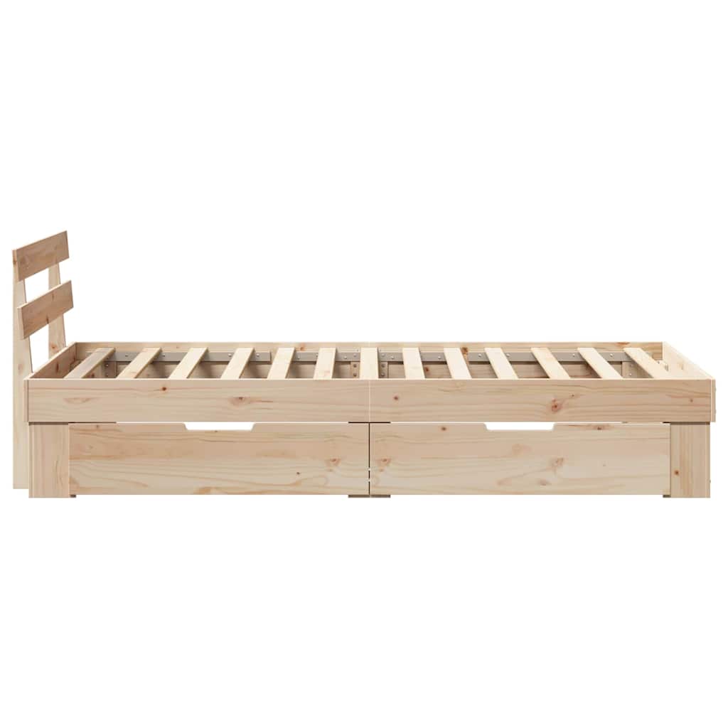 Rám Postele S Čelo Přírodní 90 X 190 Cm Masivní Borové Dřevo
