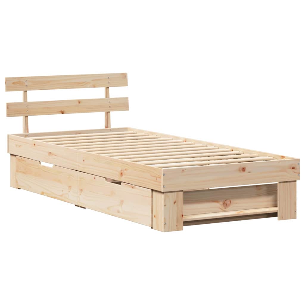 Rám Postele S Čelo Přírodní 75 X 190 Cm Masivní Borové Dřevo