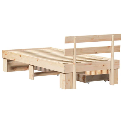 Rám Postele S Čelo Přírodní 75 X 190 Cm Masivní Borové Dřevo