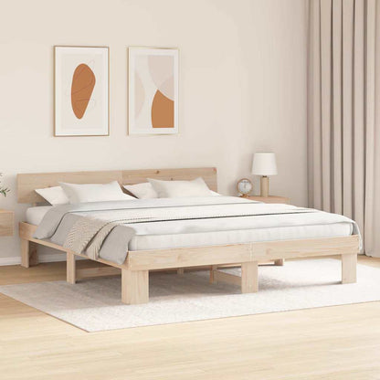 Rám Postele S Čelo Přírodní 180 X 200 Cm Masivní Borové Dřevo
