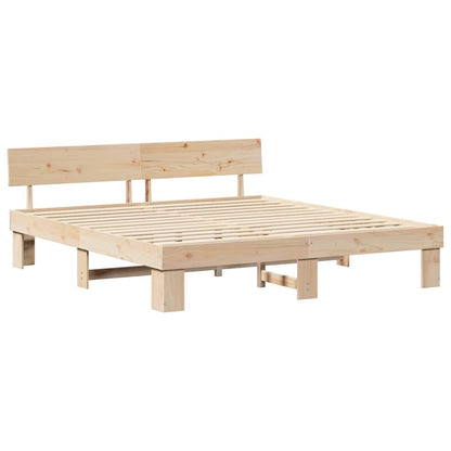 Rám Postele S Čelo Přírodní 180 X 200 Cm Masivní Borové Dřevo