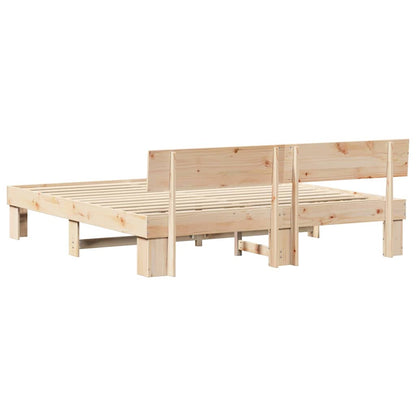 Rám Postele S Čelo Přírodní 180 X 200 Cm Masivní Borové Dřevo