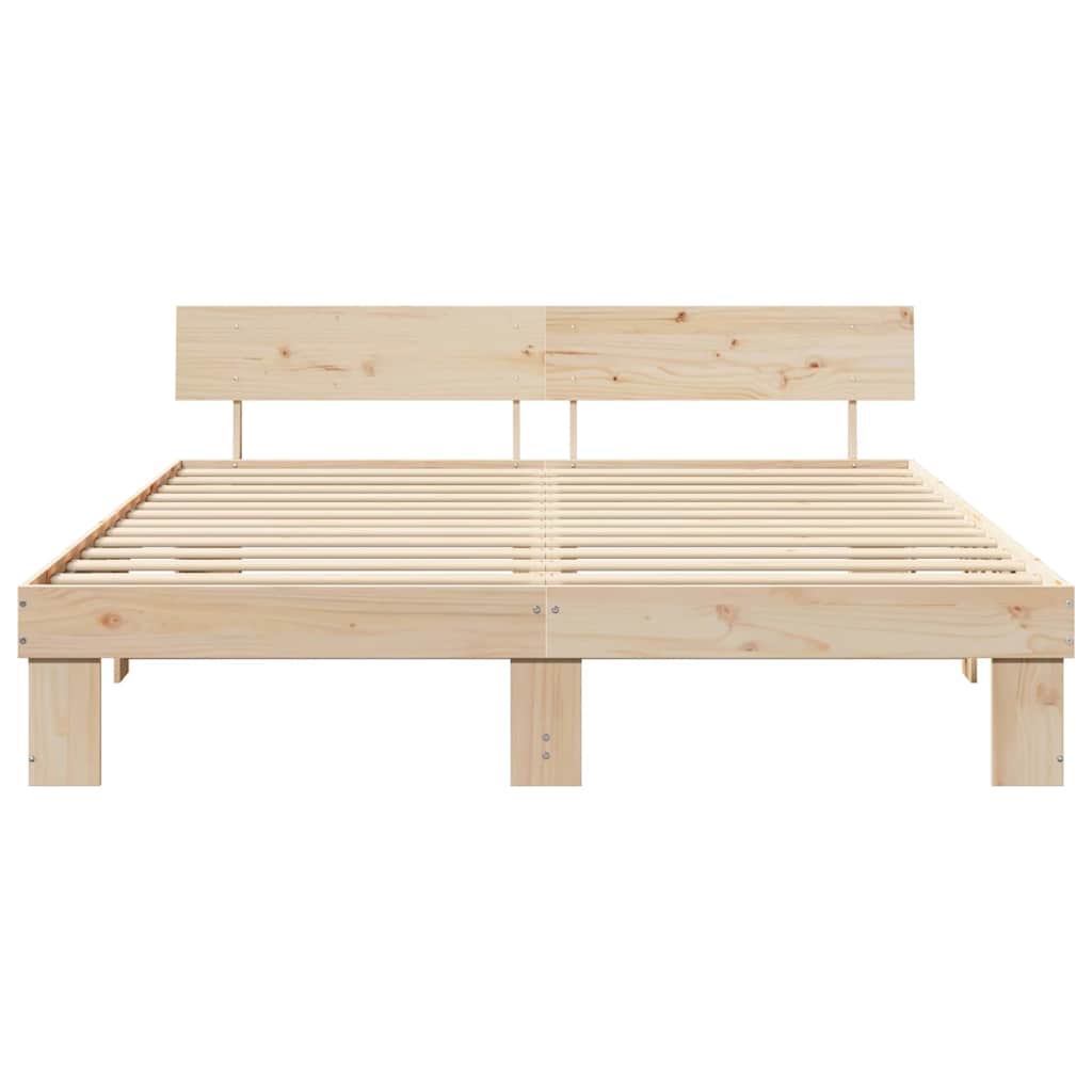 Rám Postele S Čelo Přírodní 180 X 200 Cm Masivní Borové Dřevo