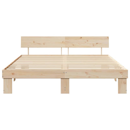 Rám Postele S Čelo Přírodní 180 X 200 Cm Masivní Borové Dřevo