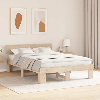 Rám Postele S Čelo Přírodní 160 X 200 Cm Masivní Borové Dřevo