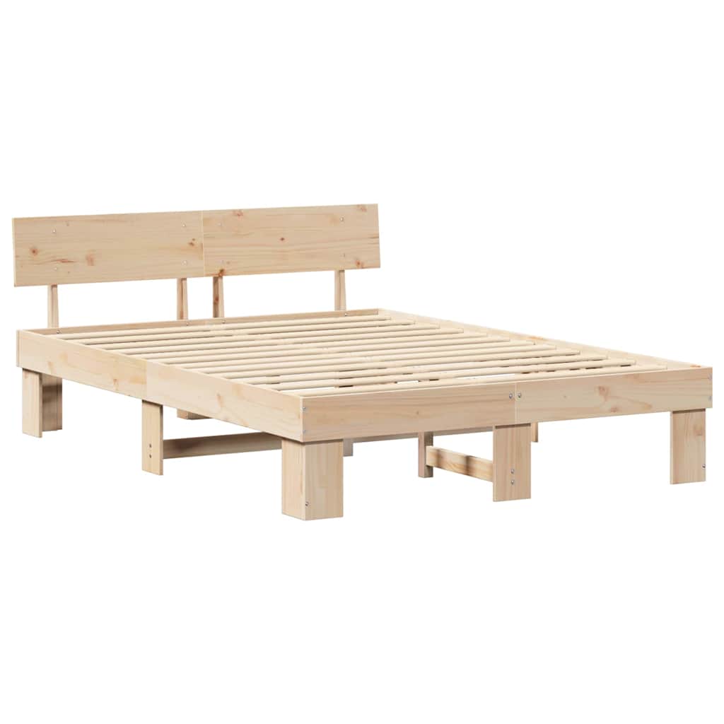 Rám Postele S Čelo Přírodní 160 X 200 Cm Masivní Borové Dřevo