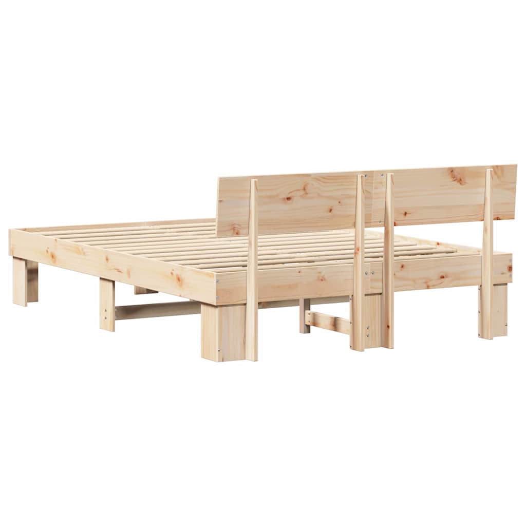 Rám Postele S Čelo Přírodní 160 X 200 Cm Masivní Borové Dřevo