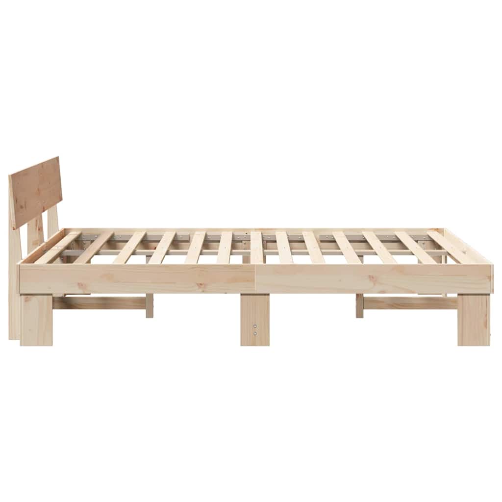 Rám Postele S Čelo Přírodní 160 X 200 Cm Masivní Borové Dřevo