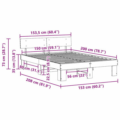 Rám Postele S Čelo Přírodní 150 X 200 Cm Masivní Borové Dřevo