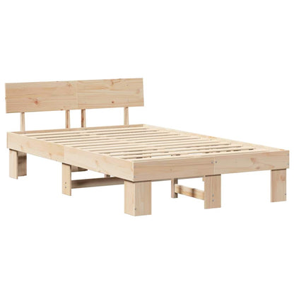 Rám Postele S Čelo Přírodní 140 X 190 Cm Masivní Borové Dřevo