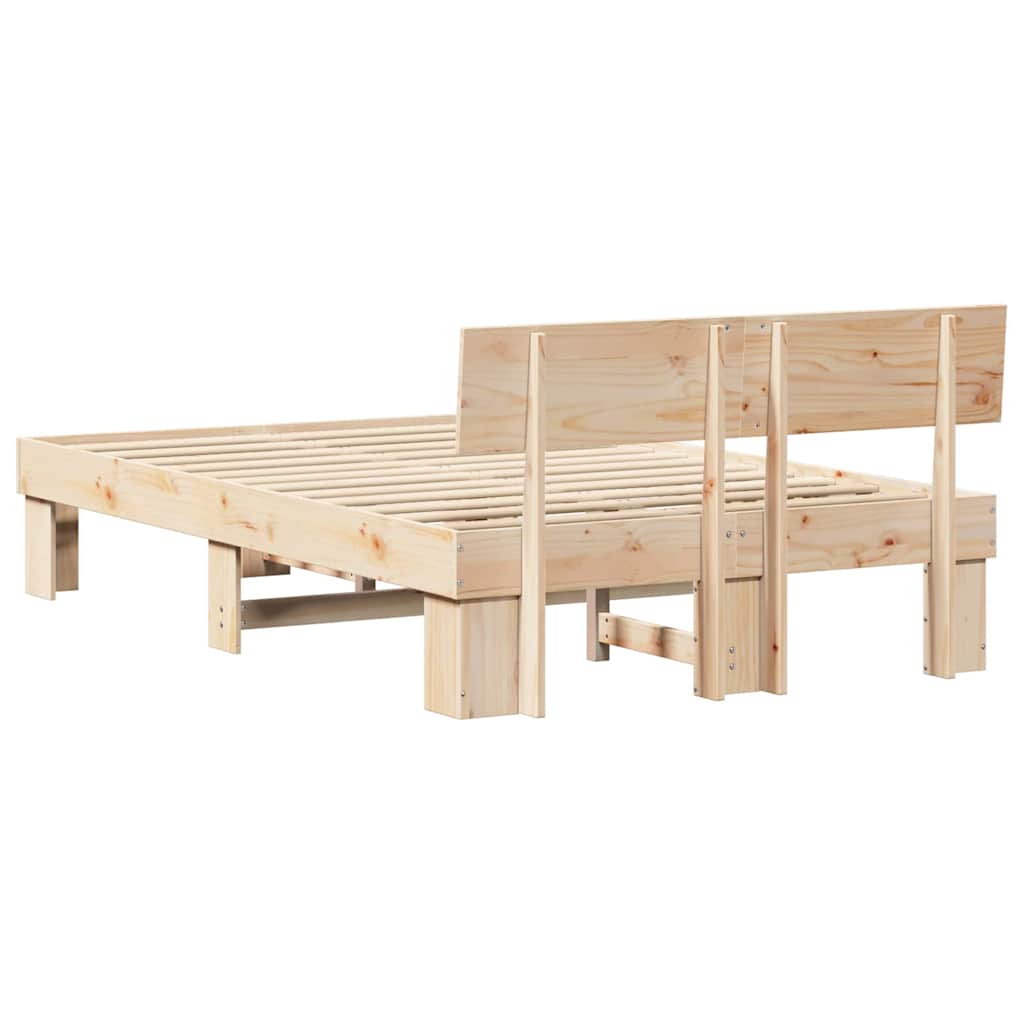 Rám Postele S Čelo Přírodní 140 X 190 Cm Masivní Borové Dřevo
