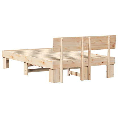 Rám Postele S Čelo Přírodní 140 X 190 Cm Masivní Borové Dřevo