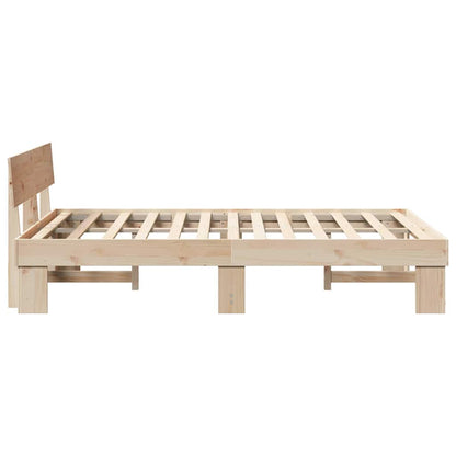 Rám Postele S Čelo Přírodní 135 X 190 Cm Masivní Borové Dřevo