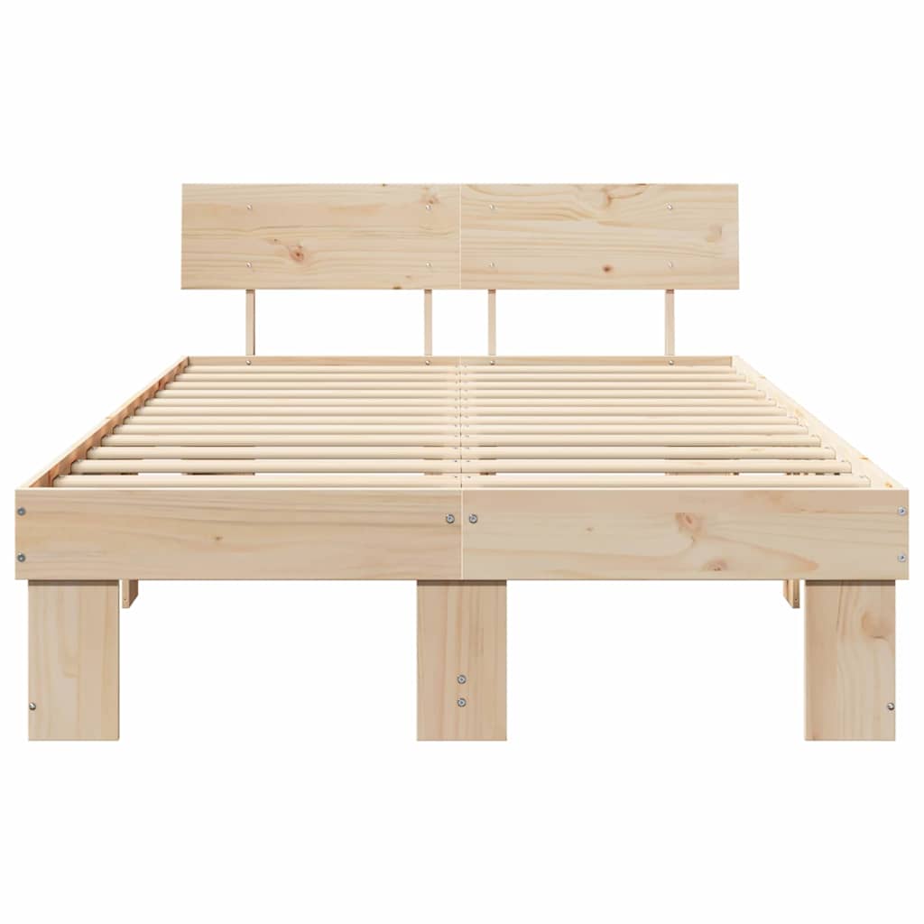 Rám Postele S Čelo Přírodní 120 X 190 Cm Masivní Borové Dřevo
