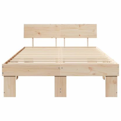 Rám Postele S Čelo Přírodní 120 X 190 Cm Masivní Borové Dřevo