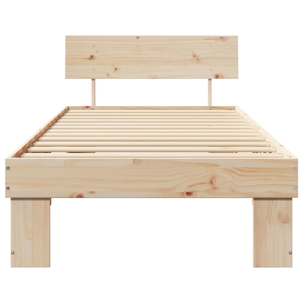 Rám Postele S Čelo Přírodní 100 X 200 Cm Masivní Borové Dřevo