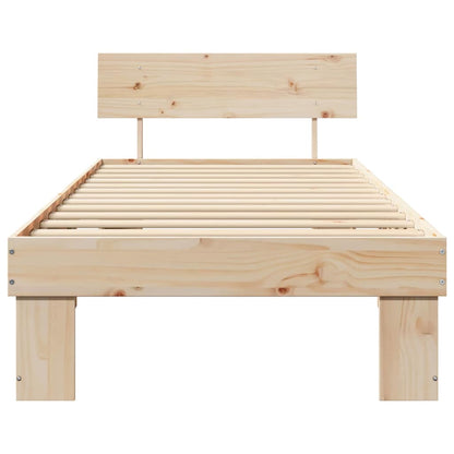 Rám Postele S Čelo Přírodní 100 X 200 Cm Masivní Borové Dřevo
