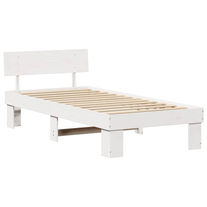 Rám Postele S Čelo Bílá 90 X 200 Cm Masivní Borové Dřevo