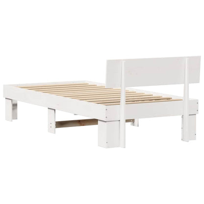 Rám Postele S Čelo Bílá 90 X 200 Cm Masivní Borové Dřevo