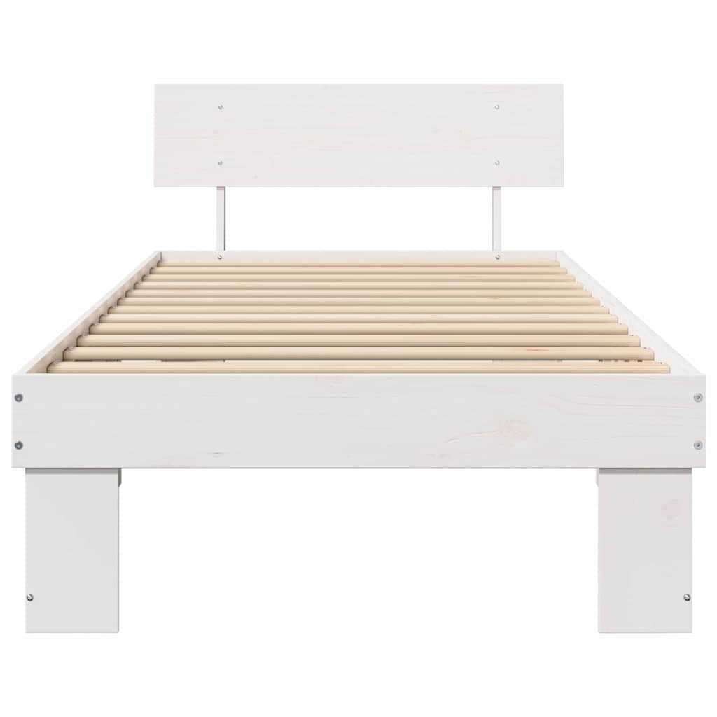 Rám Postele S Čelo Bílá 80 X 200 Cm Masivní Borové Dřevo