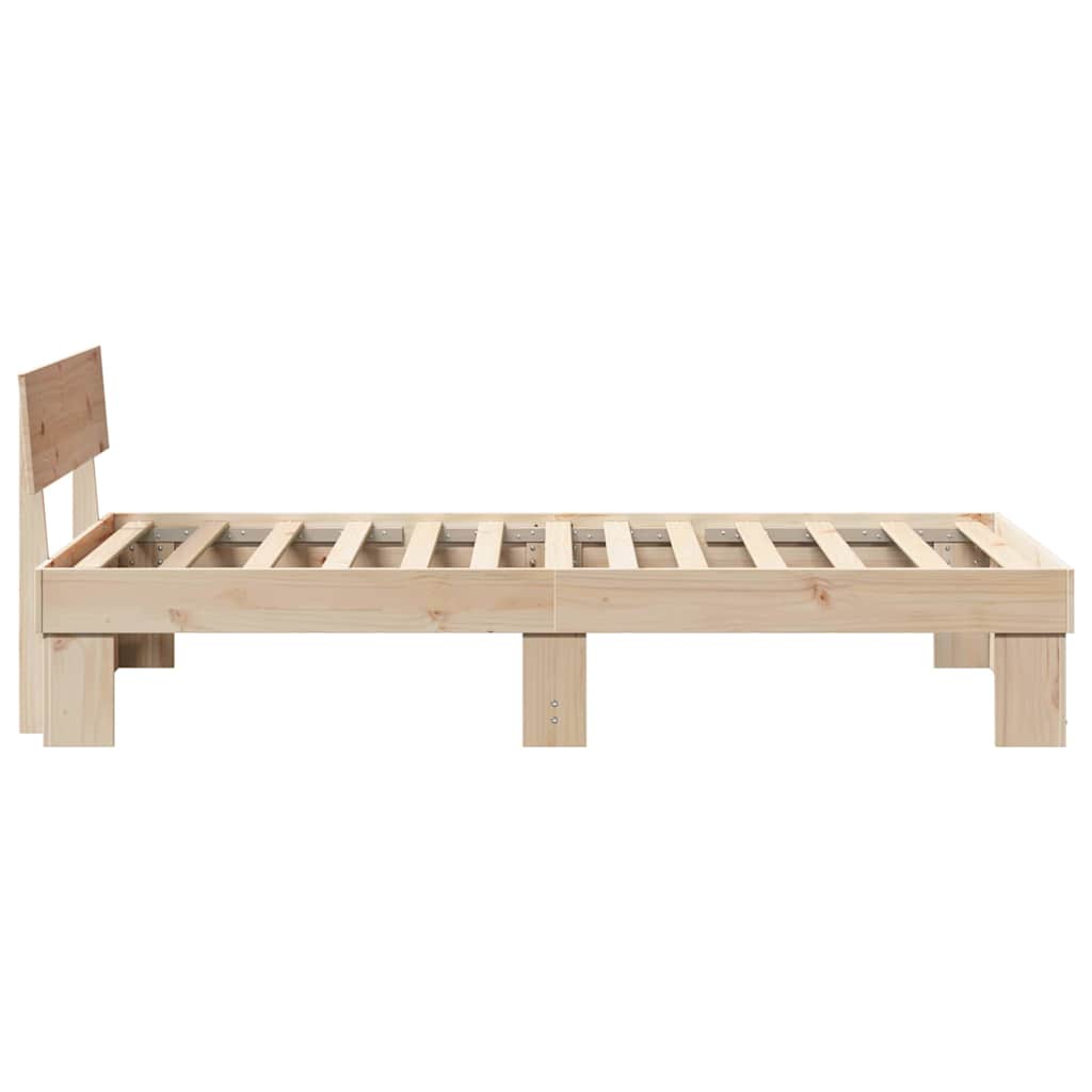 Rám Postele S Čelo Přírodní 90 X 190 Cm Masivní Borové Dřevo