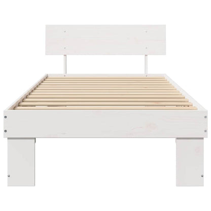 Rám Postele S Čelo Bílá 90 X 190 Cm Masivní Borové Dřevo