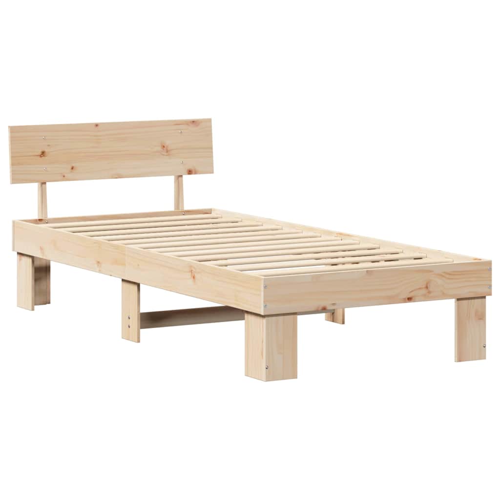 Rám Postele S Čelo Přírodní 75 X 190 Cm Masivní Borové Dřevo