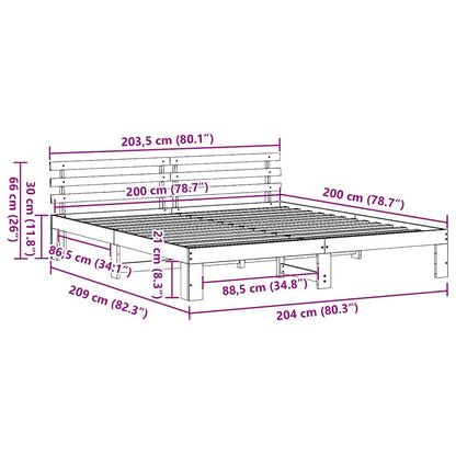Rám Postele S Čelo Bílá 200 X 200 Cm Masivní Borové Dřevo