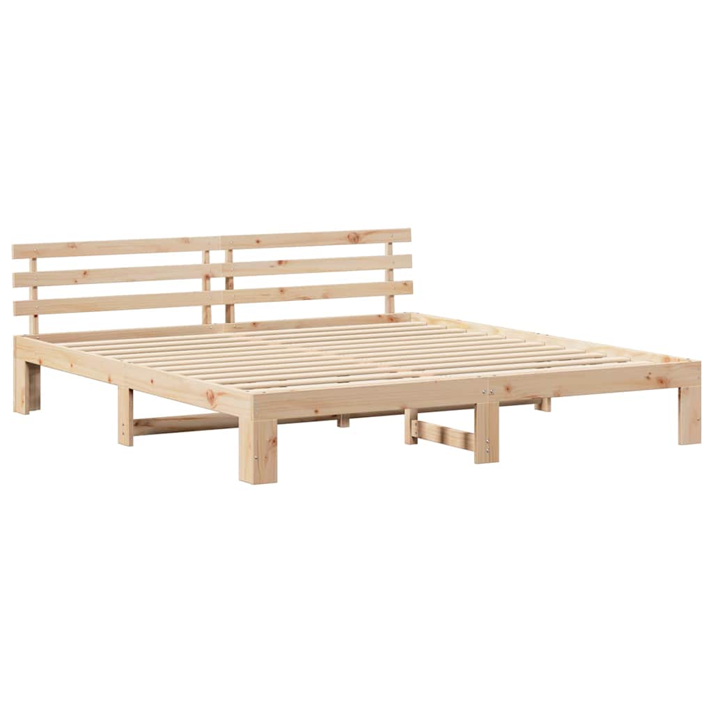 Rám Postele S Čelo Přírodní 180 X 200 Cm Masivní Borové Dřevo