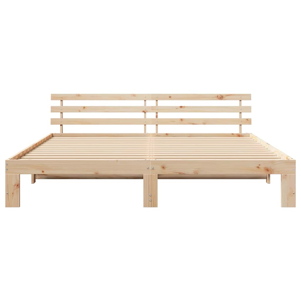 Rám Postele S Čelo Přírodní 180 X 200 Cm Masivní Borové Dřevo