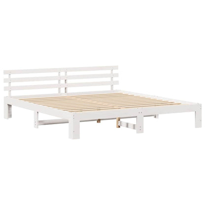 Rám Postele S Čelo Bílá 180 X 200 Cm Masivní Borové Dřevo