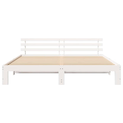 Rám Postele S Čelo Bílá 180 X 200 Cm Masivní Borové Dřevo