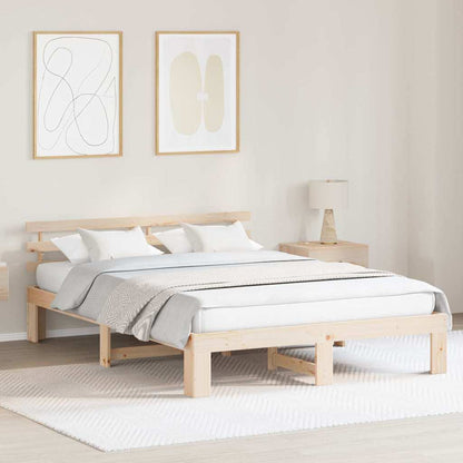Rám Postele S Čelo Přírodní 160 X 200 Cm Masivní Borové Dřevo
