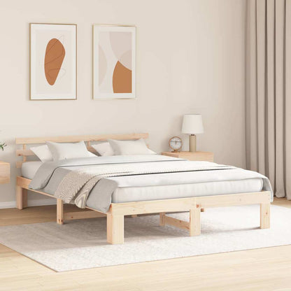 Rám Postele S Čelo Přírodní 160 X 200 Cm Masivní Borové Dřevo