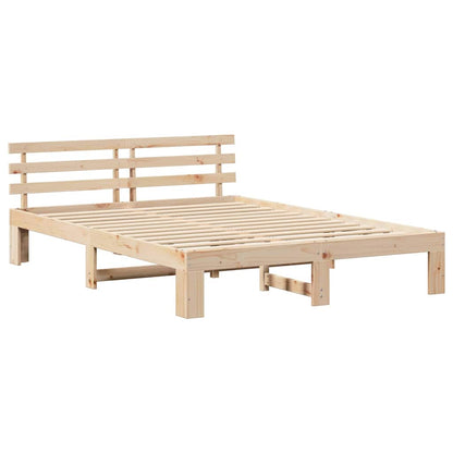 Rám Postele S Čelo Přírodní 160 X 200 Cm Masivní Borové Dřevo