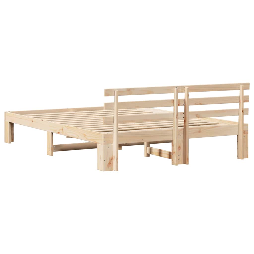 Rám Postele S Čelo Přírodní 160 X 200 Cm Masivní Borové Dřevo