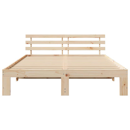 Rám Postele S Čelo Přírodní 150 X 200 Cm Masivní Borové Dřevo