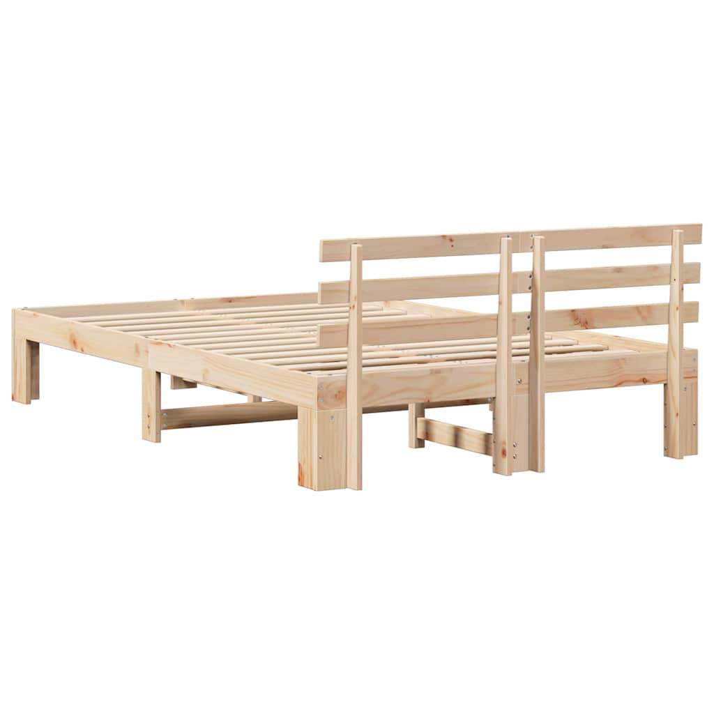 Rám Postele S Čelo Přírodní 120 X 200 Cm Masivní Borové Dřevo