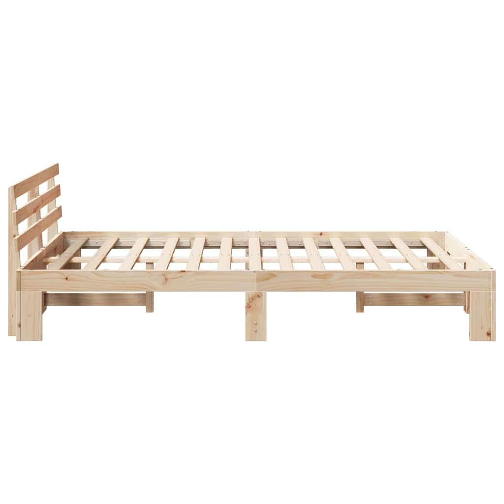 Rám Postele S Čelo Přírodní 140 X 190 Cm Masivní Borové Dřevo