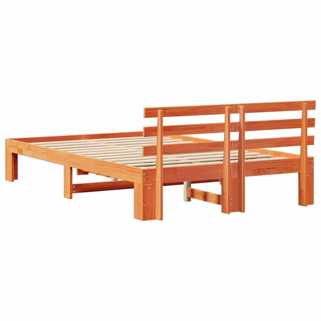 Rám Postele Voskově Hnědá 135 X 190 Cm Masivní Borové Dřevo