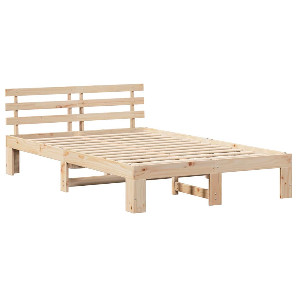 Rám Postele S Čelo Přírodní 120 X 190 Cm Masivní Borové Dřevo