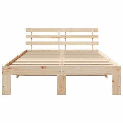 Rám Postele S Čelo Přírodní 120 X 190 Cm Masivní Borové Dřevo