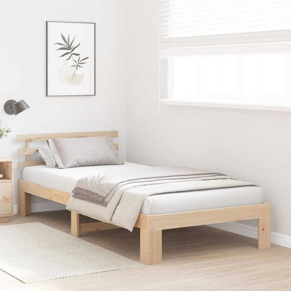 Rám Postele S Čelo Přírodní 100 X 200 Cm Masivní Borové Dřevo