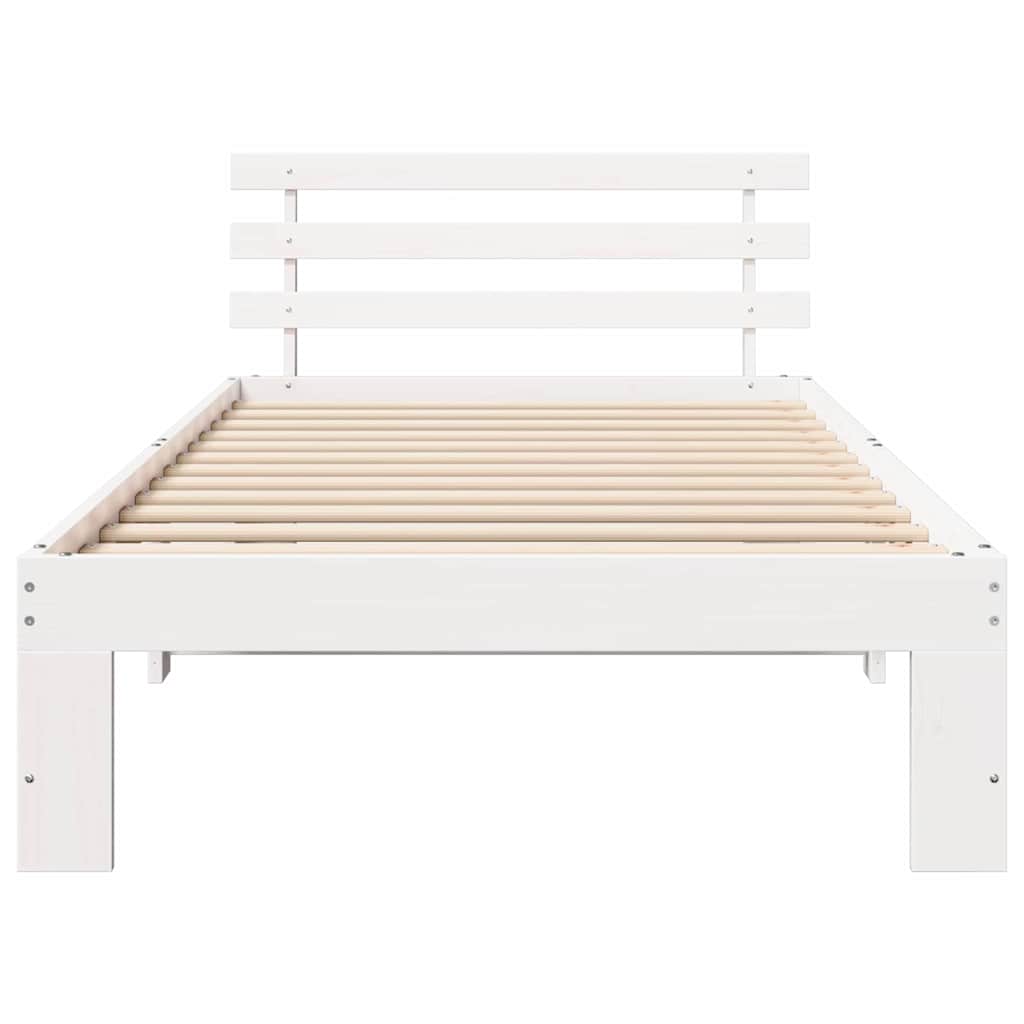 Rám Postele S Čelo Bílá 100 X 200 Cm Masivní Borové Dřevo