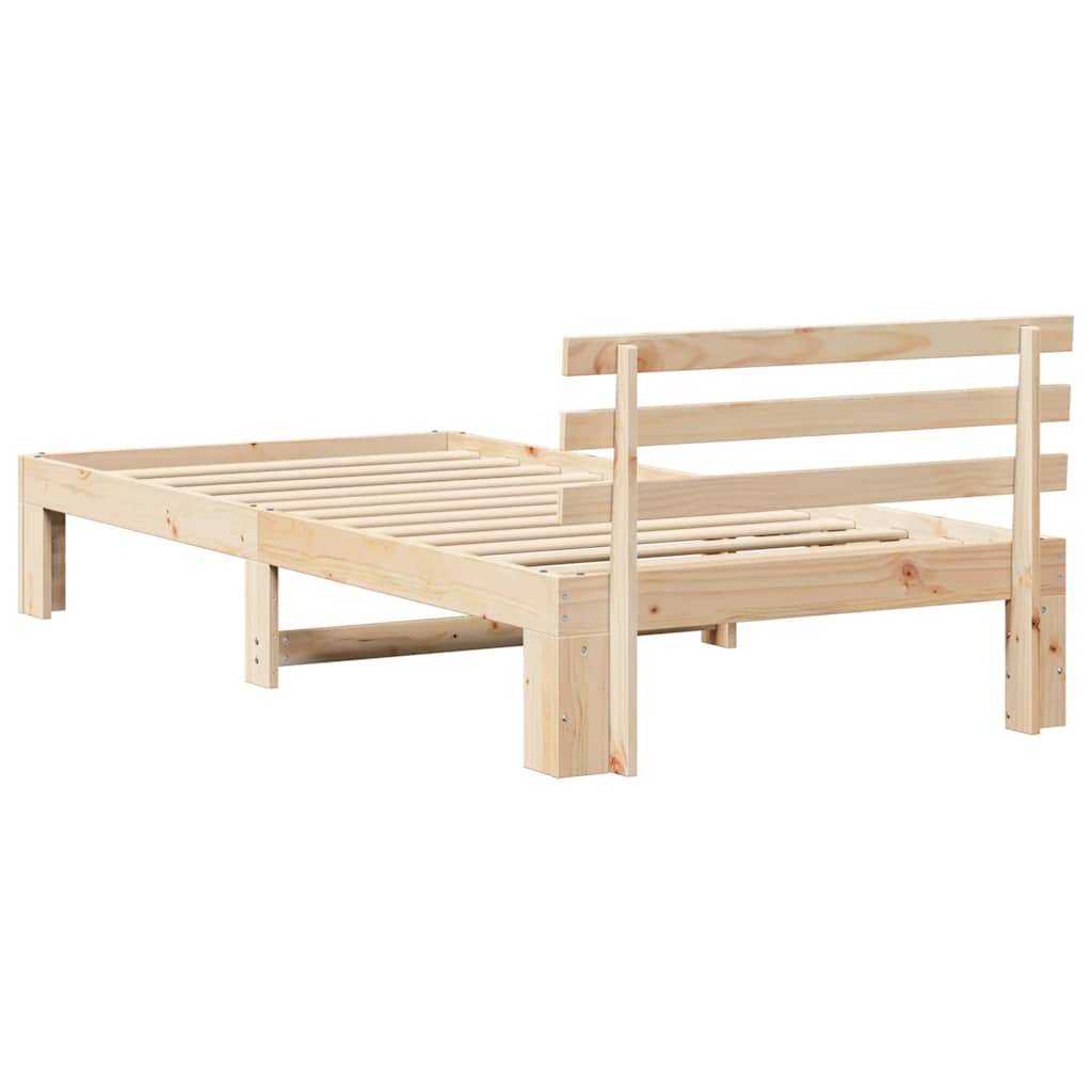 Rám Postele S Čelo Přírodní 90 X 200 Cm Masivní Borové Dřevo
