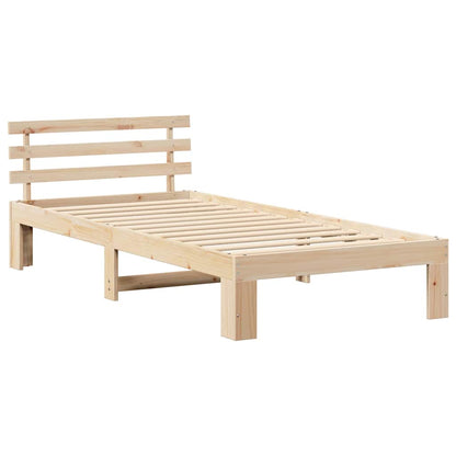 Rám Postele S Čelo Přírodní 80 X 200 Cm Masivní Borové Dřevo