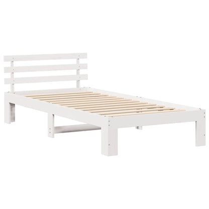 Rám Postele S Čelo Bílá 80 X 200 Cm Masivní Borové Dřevo