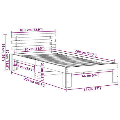 Rám Postele Voskově Hnědá 80 X 200 Cm Masivní Borové Dřevo